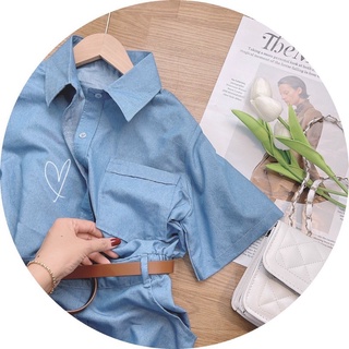 ĐẦM SƠ MI JEANS KÈM NỊT