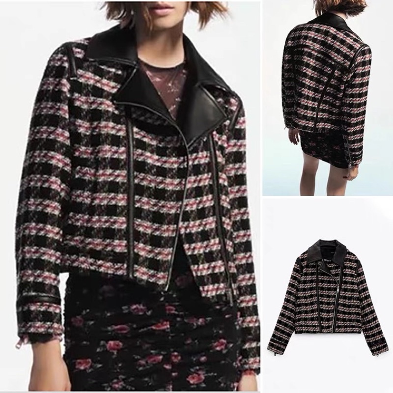 ÁO KHOÁC TWEED PHA DA ZARA AUTHENTIC TUỒN STORE