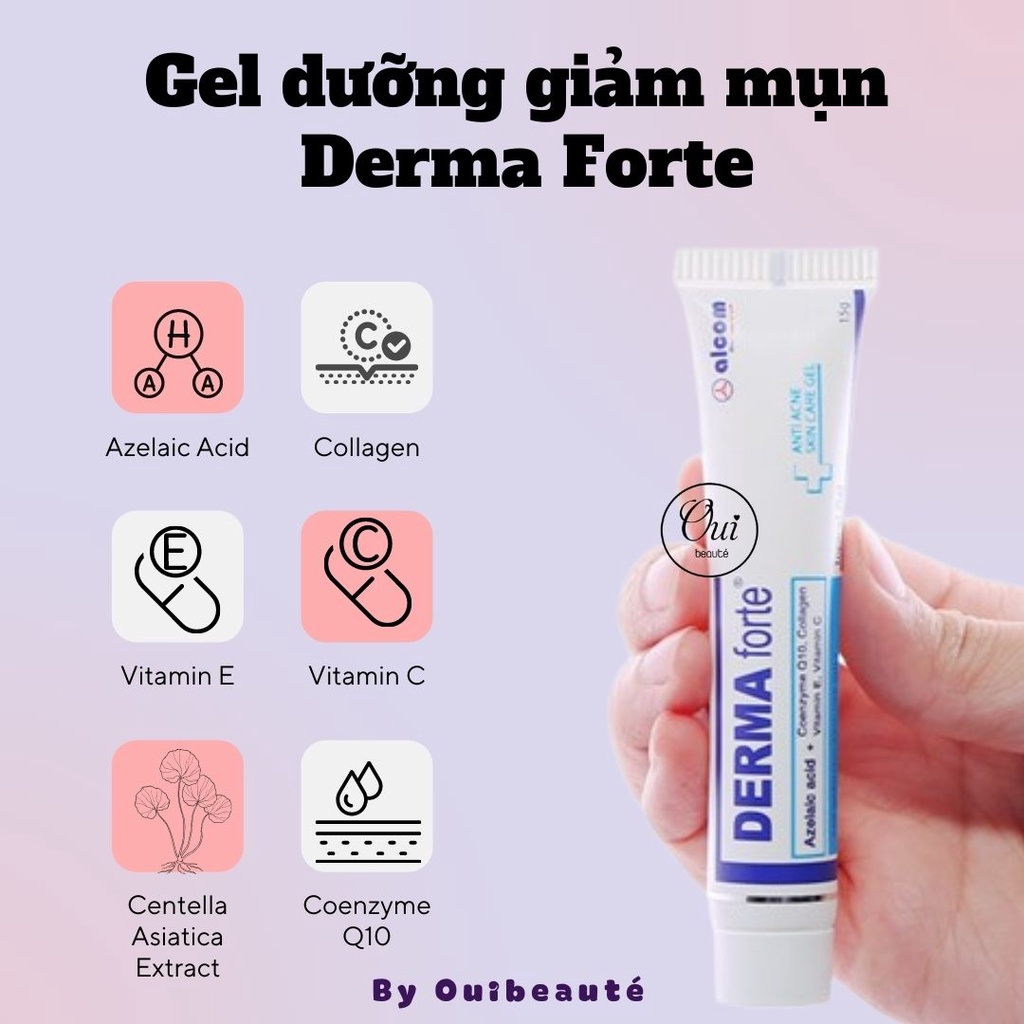 Gel dưỡng giảm mụn Derma Forte, Kem dưỡng mờ thâm mụn 15g Ouibeaute