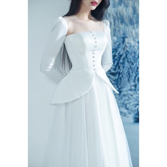 Đầm maxi cưới TRIPBLE T DRESS phong cách quý tộc kèm nón - size S/M/L - MS227Y