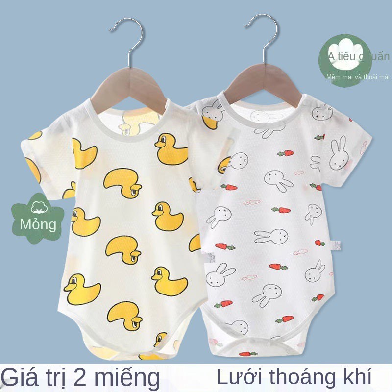 baby áo tay ngắn với Bodysuit, quần xì hơi, mùa hè em bé nam và nữ, tam giác mỏng, đồ ngủ cotton, leo núi,