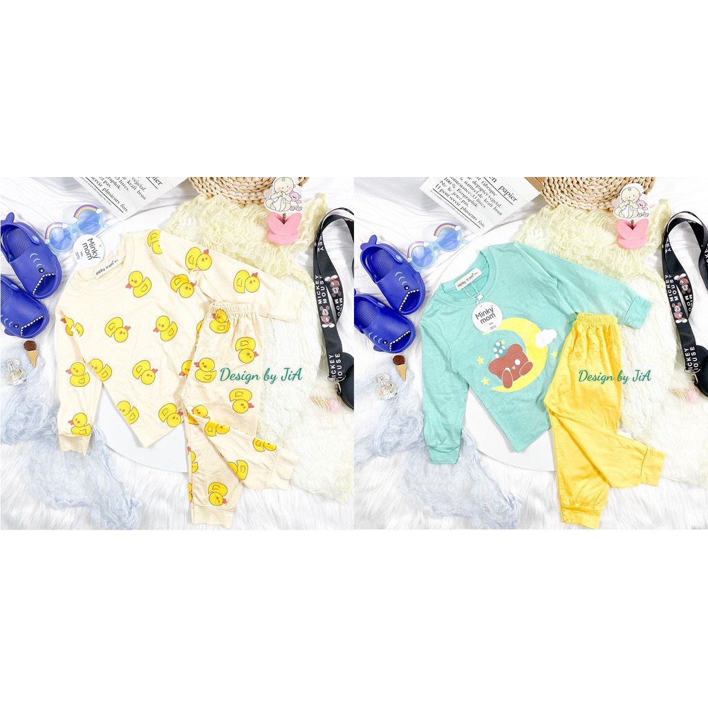 [SALE] Bộ Quần Áo Bé Gái, Bé Trai Minky Mom Hoạ Tiết Vịt Vàng, Bộ Dài Tay Thun Lạnh Cho Bé Mặc Nhà MKMTD2232
