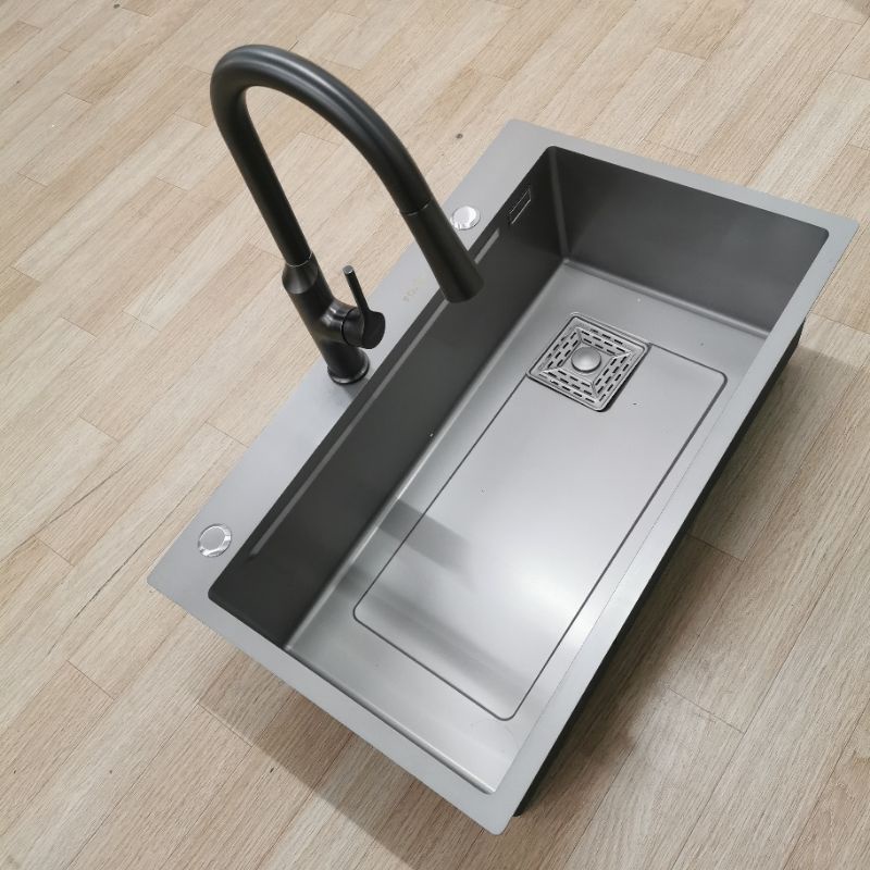 [CHẬU ĐÚC CHÍNH HÃNG] Chậu rửa bát 1 hố cỡ lớn kích thước 75x46 cm