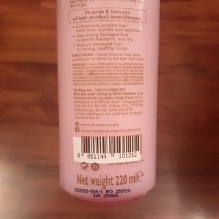 Xịt Dưỡng Tóc Dcash Intouch Vitamin E Perfecting Spray Conditioner 220ml