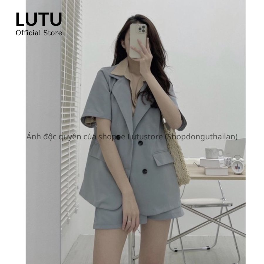 Set Áo Blazer Cộc Tay Kèm Quần Short Chất Voan, Bộ áo vest mix quần sooc.