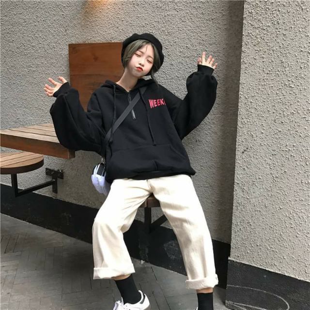 (Order) Áo hoodie nữ, áo nỉ, ulzzang style, sẵn màu đen | BigBuy360 - bigbuy360.vn