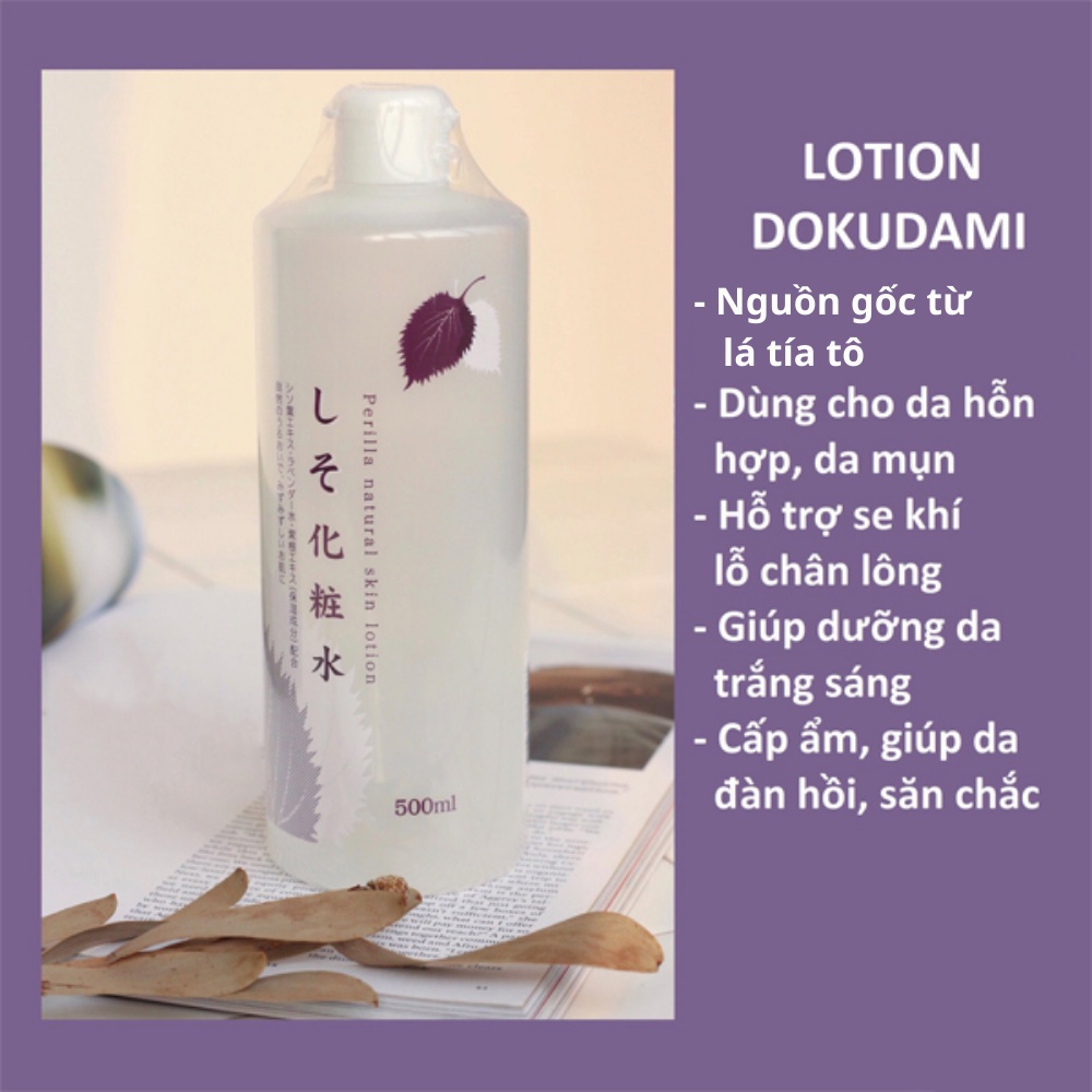 Nước hoa hồng diếp cá Dokudami Natural Skin Lotion Nhật 500ml dành cho da dầu mụn