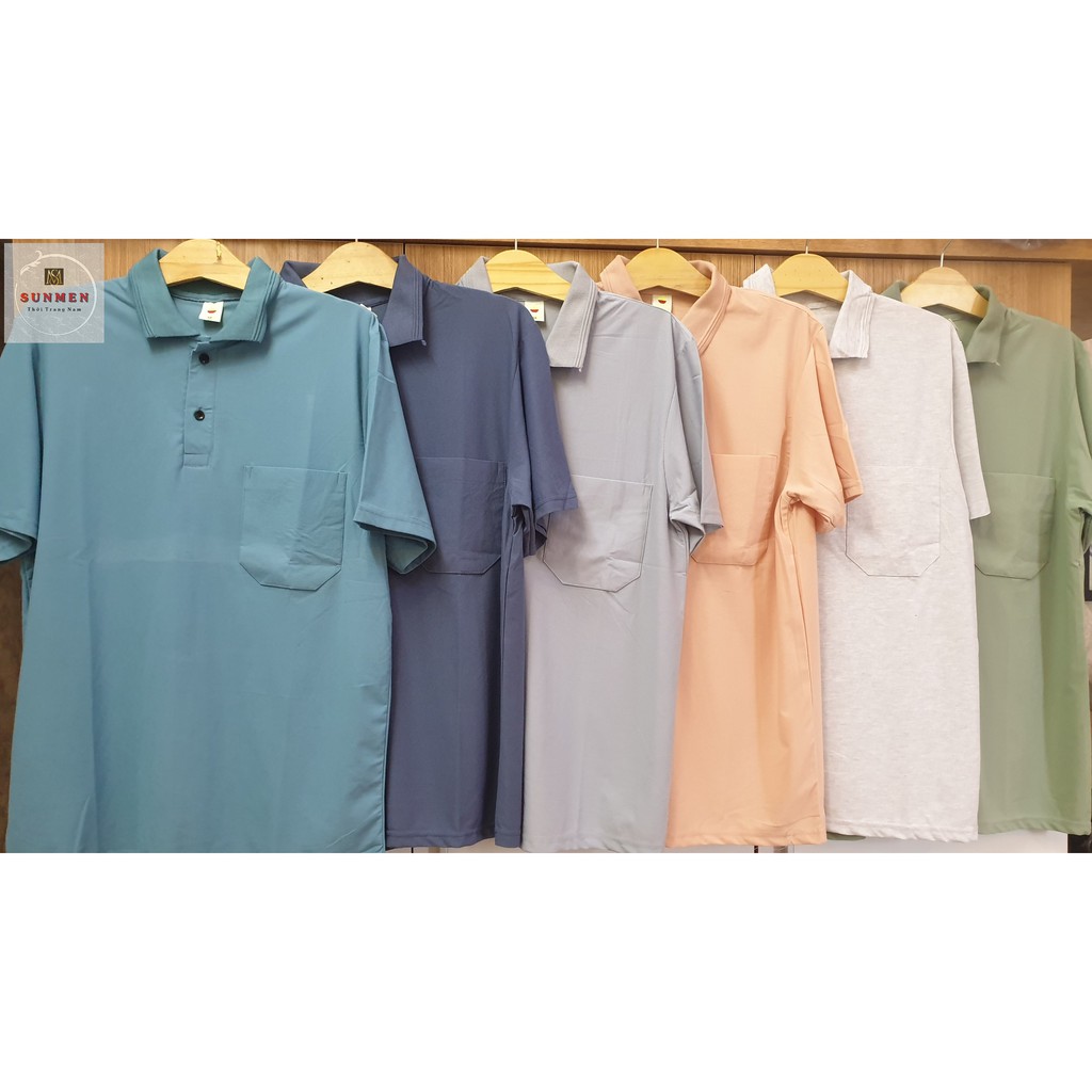 [HCM]Áo Thun Nam Có Túi Trung Niên Loại Trơn Cổ Bẻ From Rộng Tay Lỡ SUNMEN ATNTN001 Đủ Màu Size Từ 50 - 85kg | BigBuy360 - bigbuy360.vn