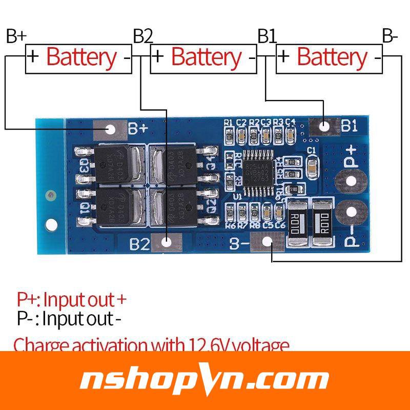 Mạch sạc và bảo vệ pin 3 cell 20A