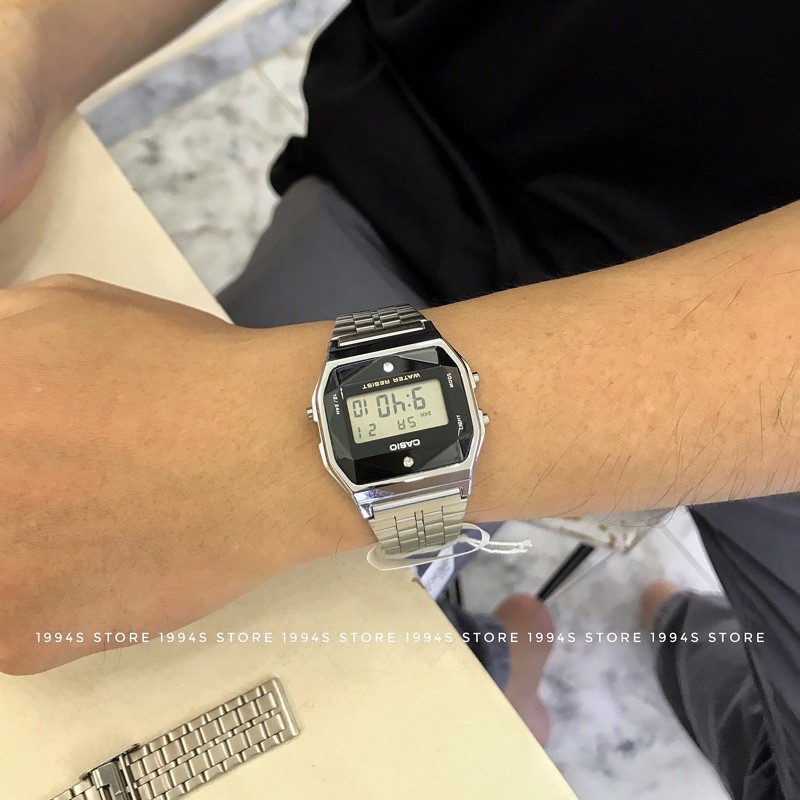 Đồng hồ Nam/nữ Dây thép CASIO A159WAD-1 CHÍNH HÃNG (33,2mm)