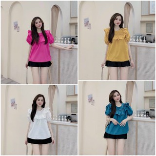 Sét áo babydoll bèo tay phồng và chân váy xoè