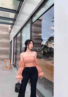Áo croptop rớt vai nhúng