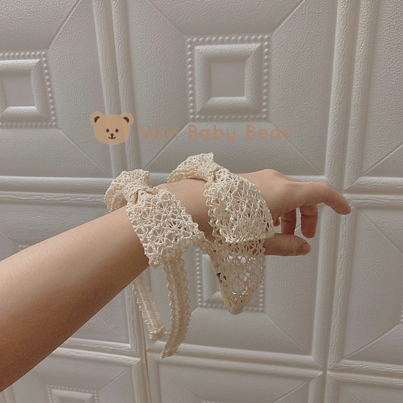 Turban/ Bờm ren màu beige hàn quốc cho bé