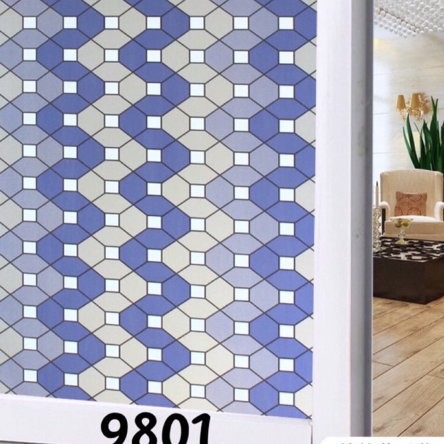 Decal dán kính, Giấy dán kính mờ hình khối khổ 90cm mã 9801