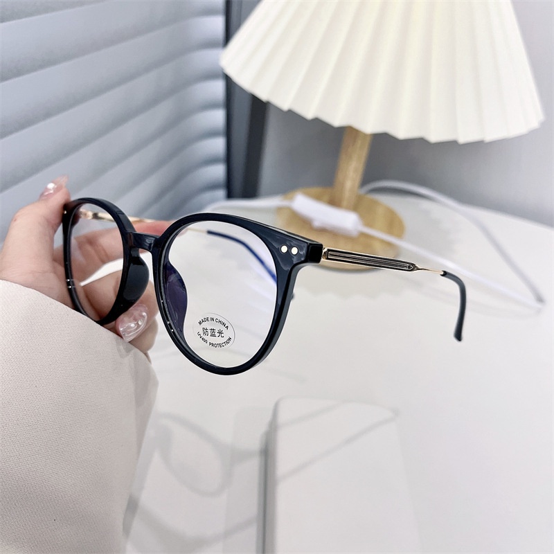 Mắt Kính Gọng Tròn Trong Suốt Chống Ánh Sáng Xanh Phong Cách Hàn Quốc Cổ Điển Thời Trang