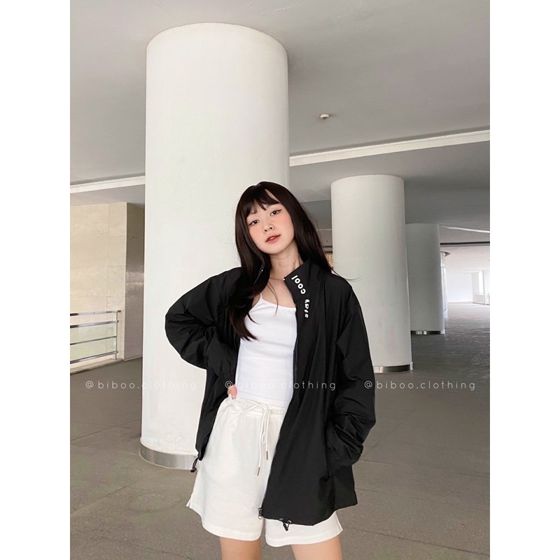 BIBOO - Áo khoác dù form rộng in chữ STAY COOL phản quang - JACKET DÙ