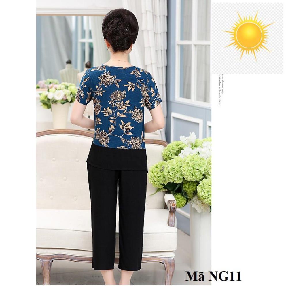 Bộ quần áo mặc ở nhà họa tiết lịch sự cho người trung niên