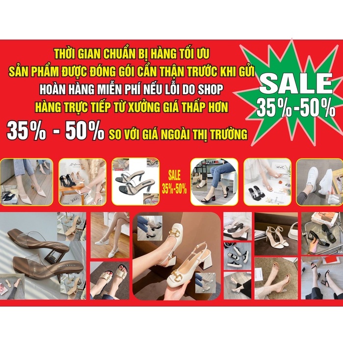 Dép Quai Hậu Cao Gót 7 Phân Lên Chân Tôn Dáng 3 Mầu Đen Trắng Kem Size 35 - 39