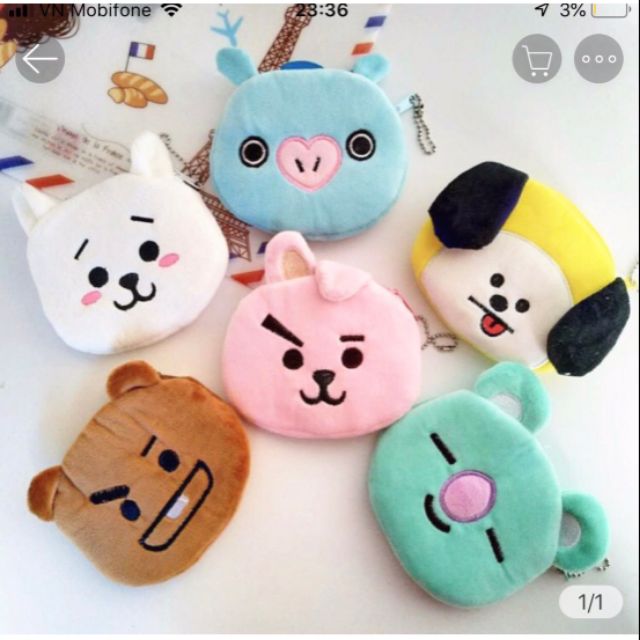 Bóp móc khóa BT21 BTS 9cm 25k