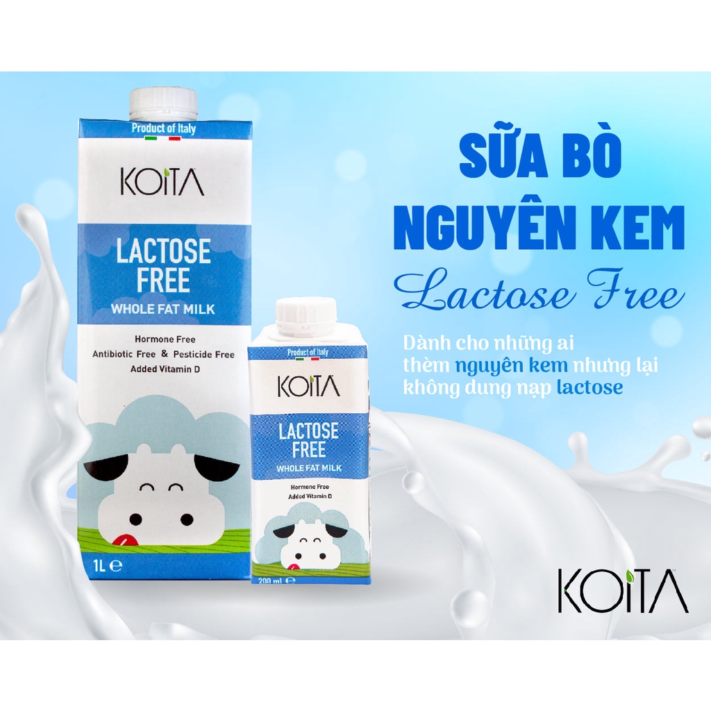 Sữa bò nguyên kem không Lactose Koita (200ml) date13/6/22