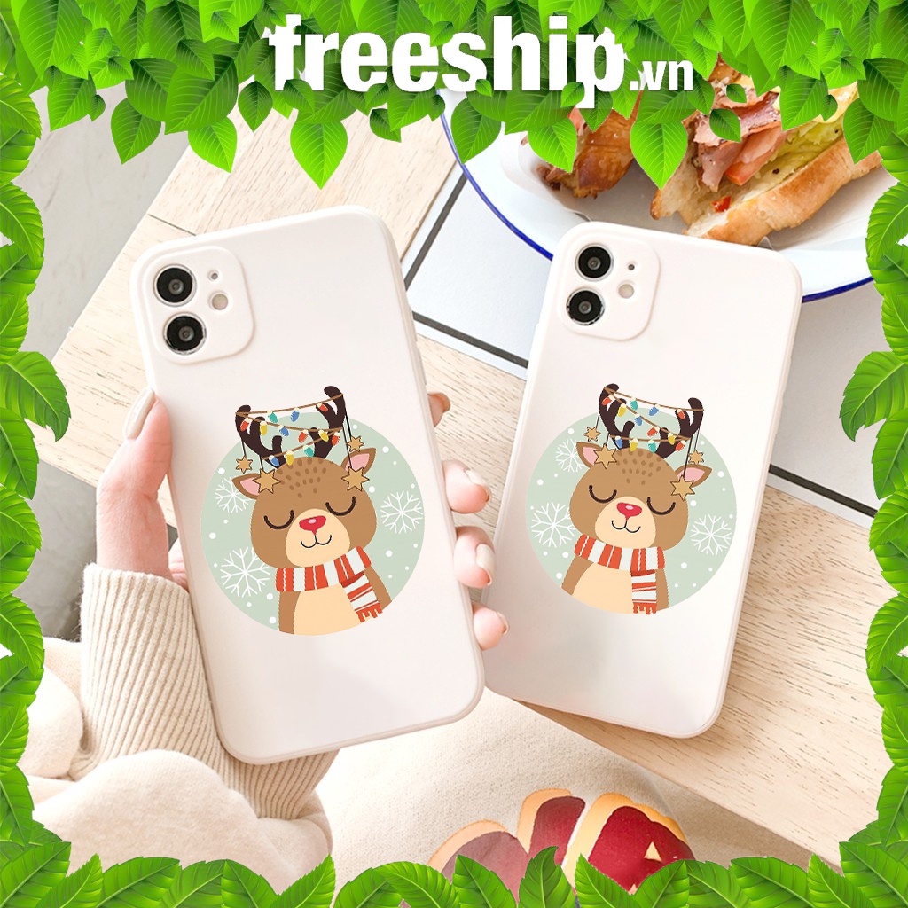 Ốp lưng iphone cạnh vuông hươu giáng sinh cute cho 6/6plus/6s/6splus/7/7plus/8/8plus/x/xr/xs/11/12/pro/max/plus e108 | WebRaoVat - webraovat.net.vn