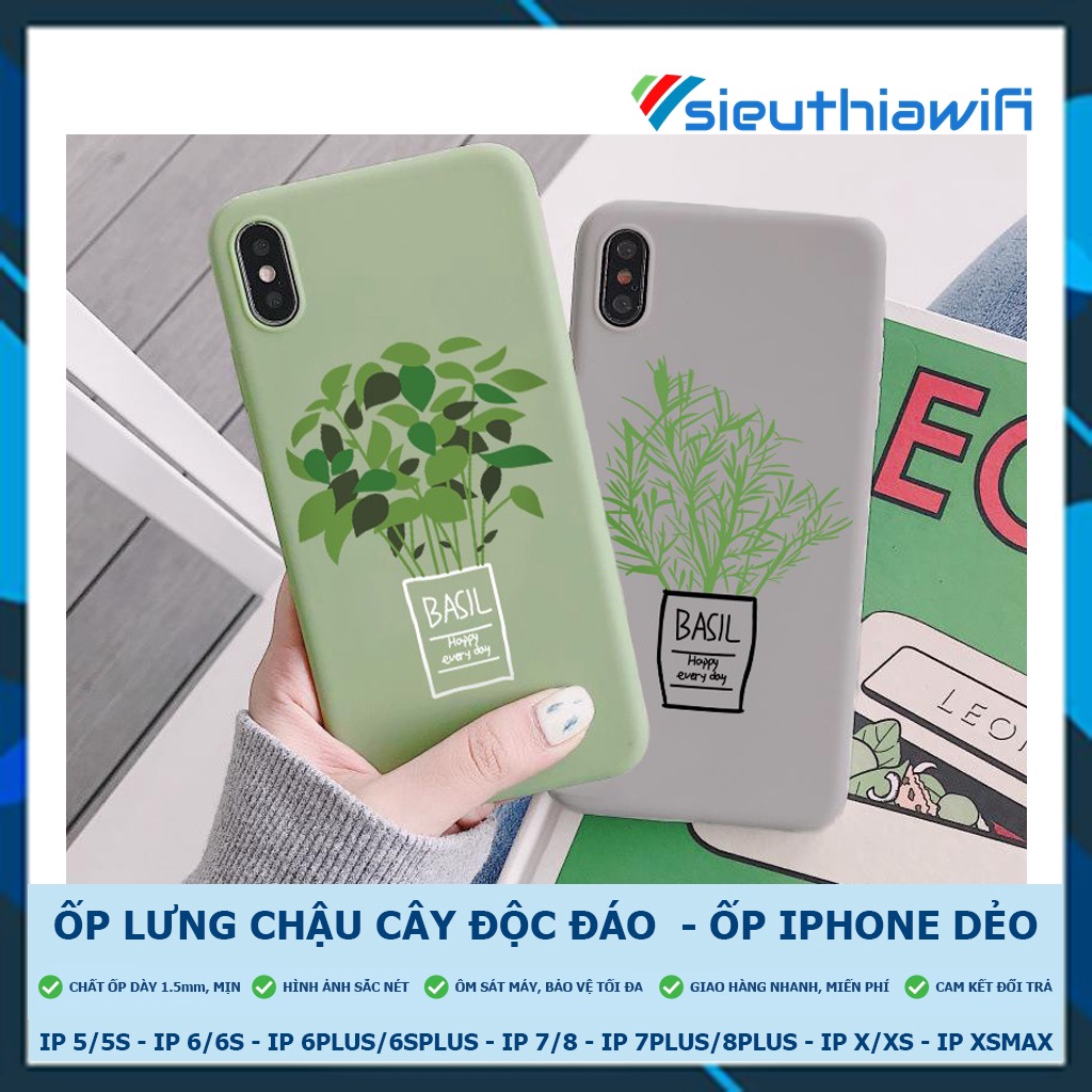 Ốp lưng iphone chậu cây basil trơn 5/5s/6/6plus/6s/6splus/7/7plus/8/8plus/x/xr/xs/11/12/pro/max/plus/promax - Awifi A5-3 | BigBuy360 - bigbuy360.vn