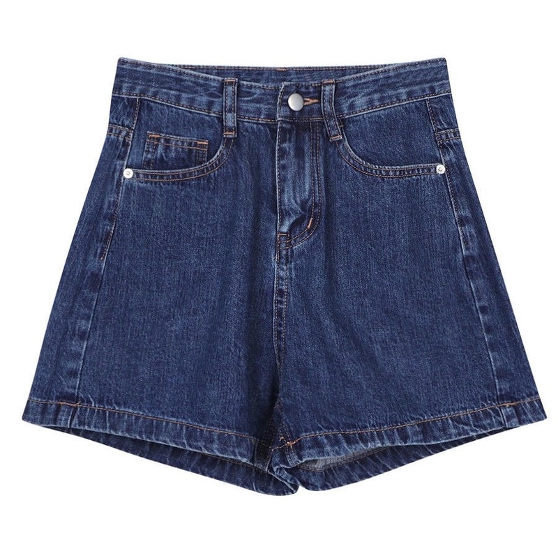 Quần Short Denim Lưng Cao Ống Rộng Phong Cách Retro Thời Trang Mùa Hè Cho Nữ