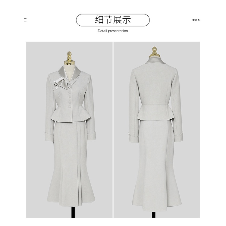 Bộ Áo Khoác + Chân Váy Đuôi Cá Ngắn Lưng Cao Thời Trang Thu Đông Hàng Mới 2022