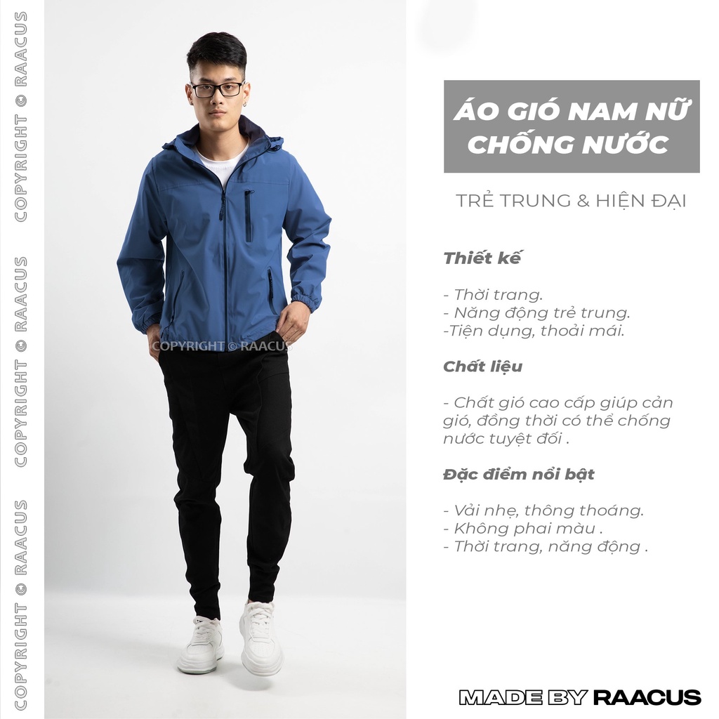 Áo khoác gió nam nữ 2 lớp chống nước RAACUSSTORE, áo khoác dù nam nữ unisex form rông ulzzang -D1AK737