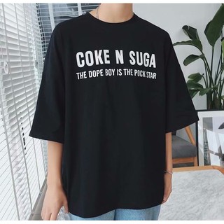 Áo phông cổ tròn oversize tay lửng nam nữ cá tính, in hình trước và sau phong cách đường phố hàn quốc