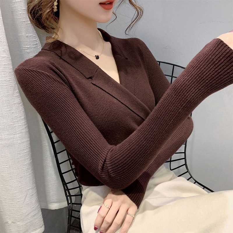 Áo sweater nữ tay dài cổ tròn mềm mại thiết kế co giãn xinh xắn cho phái nữ