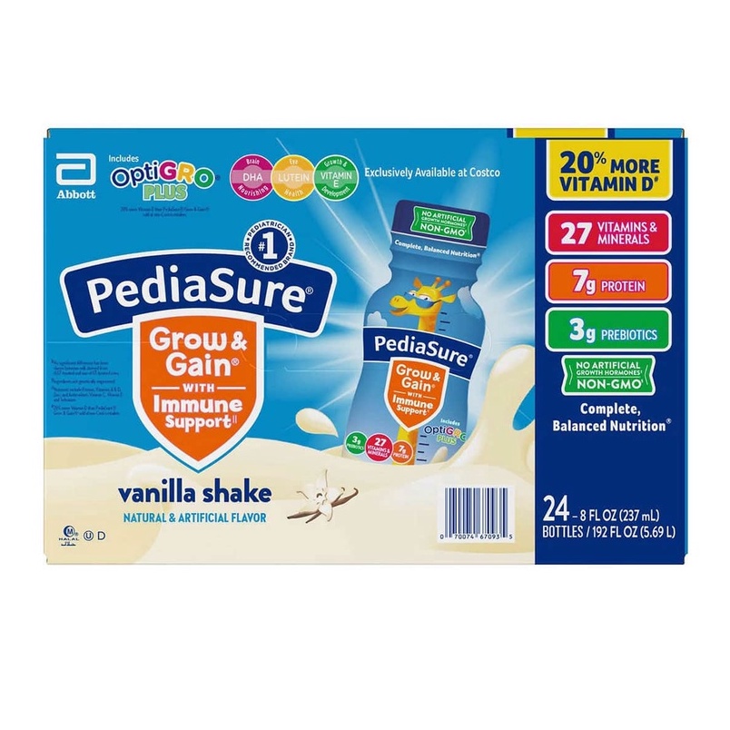 Thùng 24 chai sữa nước pediasure grow and gain Vani và dầu chất xơ fiber 237ml quatangme