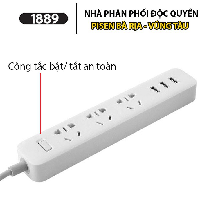 Ổ Cắm Điện Thông Minh Pisen PSCXB-01U 3 cổng AC , 3 cổng USB Có Khe Chắn Ổ Điện Chống Giật An Toàn - [BẢO HÀNH 18 THÁNG]