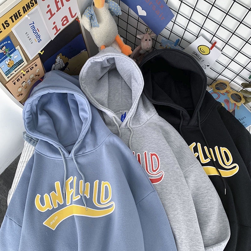 Áo hoodie nam nữ, áo nỉ bông unisex 2 lớp có mũ UN free size phom rộng phong cách hàn quốc ulzzang dễ phối đồ