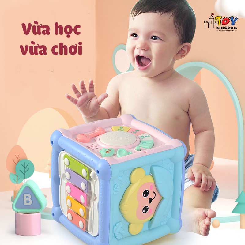 Đồ Chơi Âm Nhạc 6 Mặt Nhạc Tiếng Anh Woa Toys Có Đàn, Trống, Thả Hình Khối Dành Cho Bé từ 6 Tháng