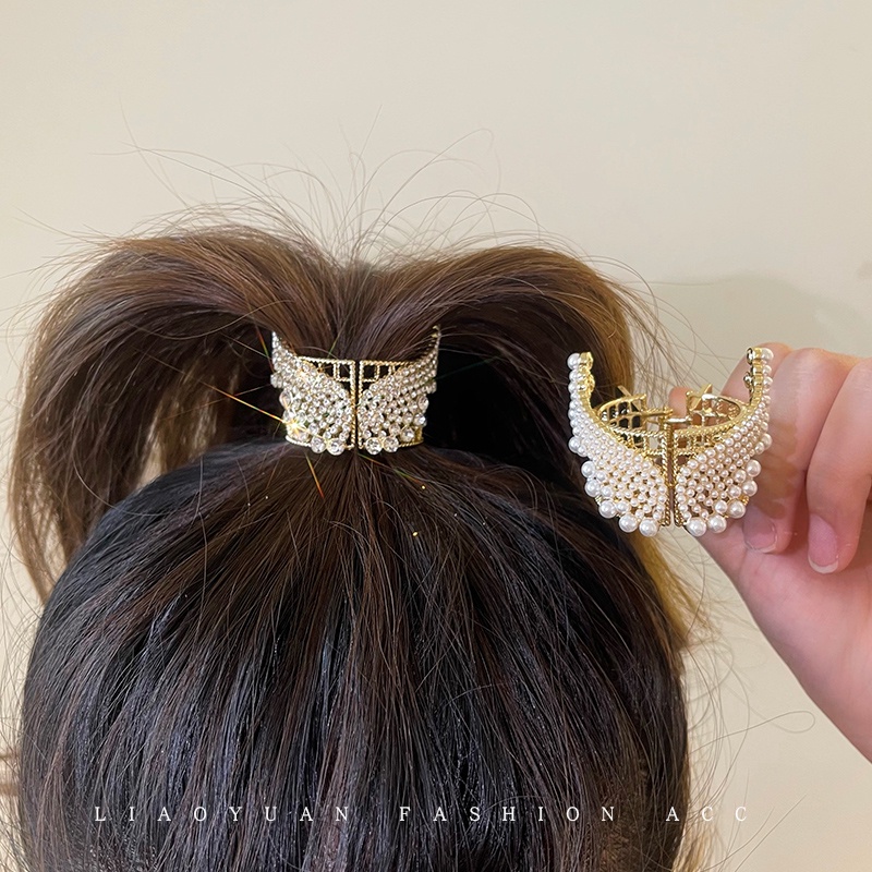 Kẹp Tóc Càng Cua Đính Cánh Thiên Thần Thiết Kế Lưng Cao Thời Trang Mùa Hè Cho Nữ