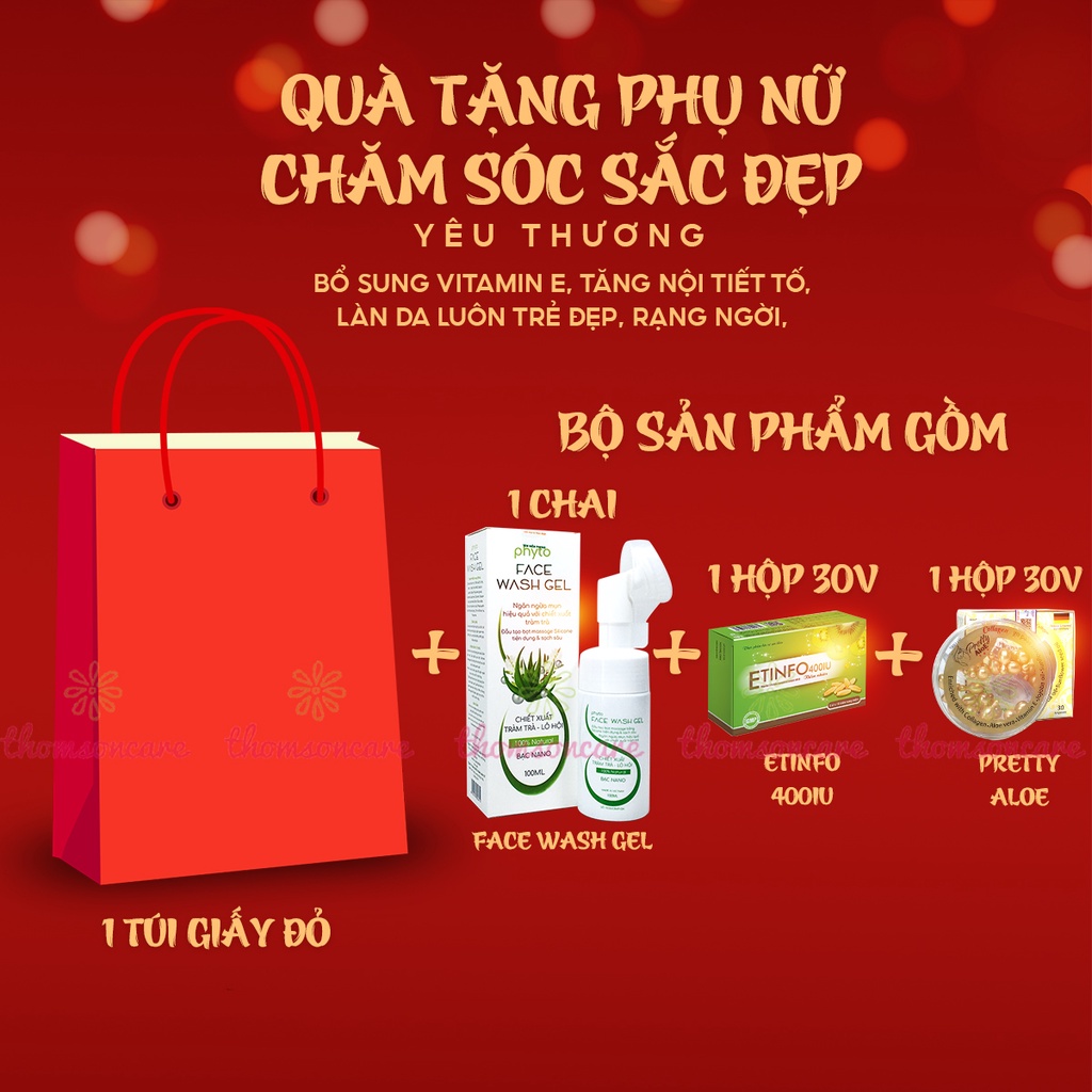 Quà noel cho bạn gái từ sữa rửa mặt, vitamin E uống và chăm sóc da Etinfo - SQ06 tặng giáng sinh