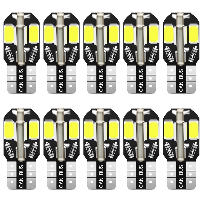 Set 10 bóng đèn LED W5W T10 5730 8SMD 12V 6000K 194 168 chuyên dụng cho xe hơi