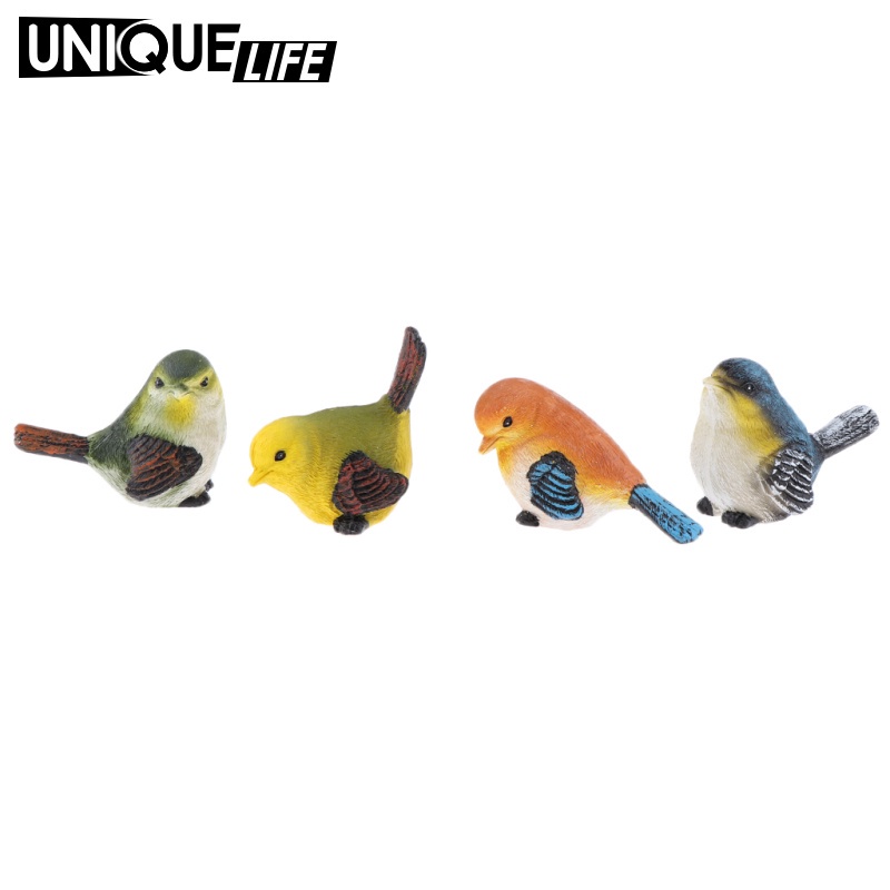 Set 4 Chú Chim Bằng Nhựa Resin Nhân Tạo Trang Trí Sân Vườn Yoyoyo01