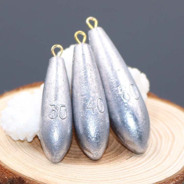 Chì Câu Cá Gắn Dây Câu Hình Lá Liễu 10g / 20g / 30g / 40g / 50g / 60g / 80g / 100g