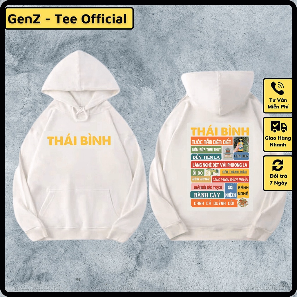 Áo Hoodie Nỉ Local Brand Tỉnh Thái Bình, Áo Hoodie 63 Tỉnh Thành Có Mũ Dày Dặn Nam Nữ Đủ Size