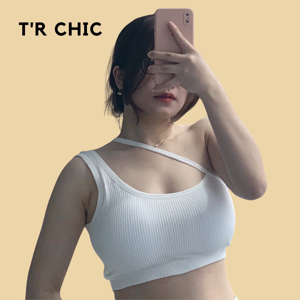 Áo hai dây quai chéo dáng croptop có đệm ngực