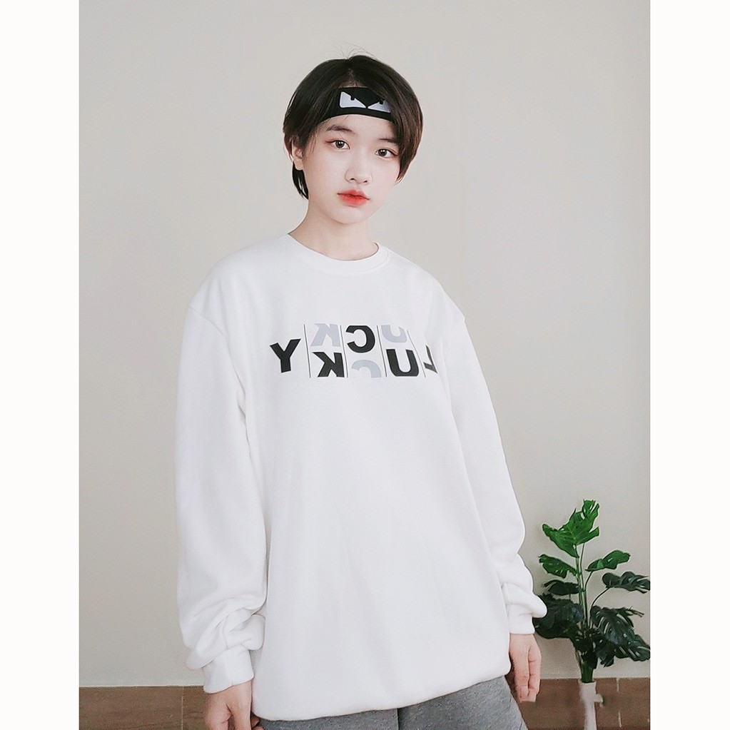 Áo Sweater LUCKY, áo hoodie form rộng unisex COYO CS001