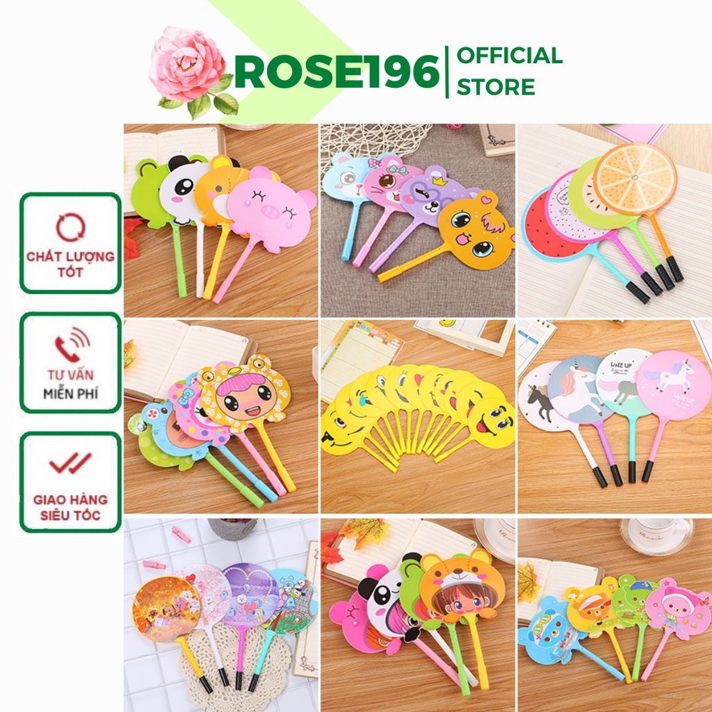 Bút quạt nhiều mẫu ngộ nghĩnh siêu xinh ROSE196