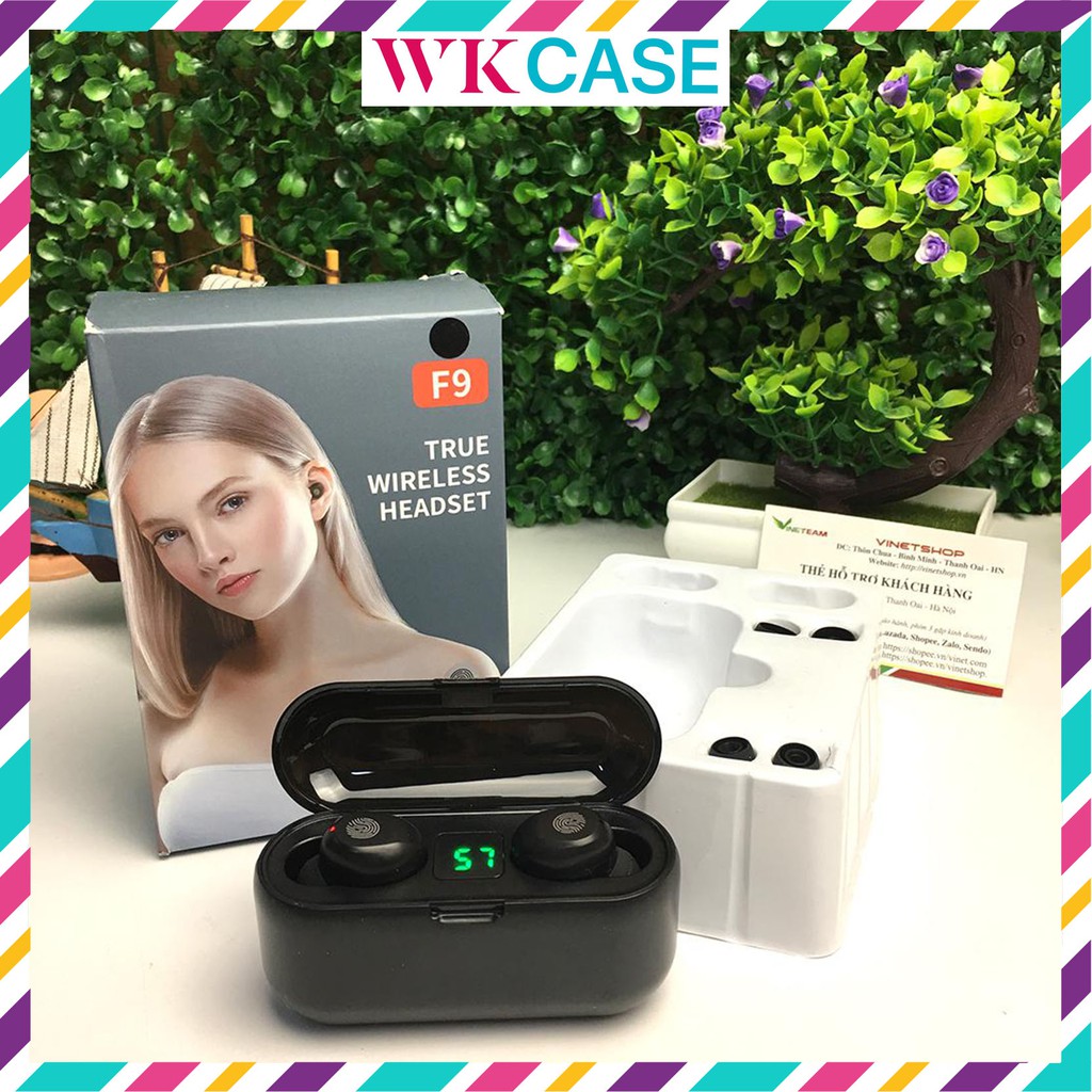 Tai Nghe Bluetooth Amoi F9 TWS 5.0 bản QUỐC TẾ, cảm ứng, chống nước IPX5, chống ồn, tích hợp sạc dự phòng.