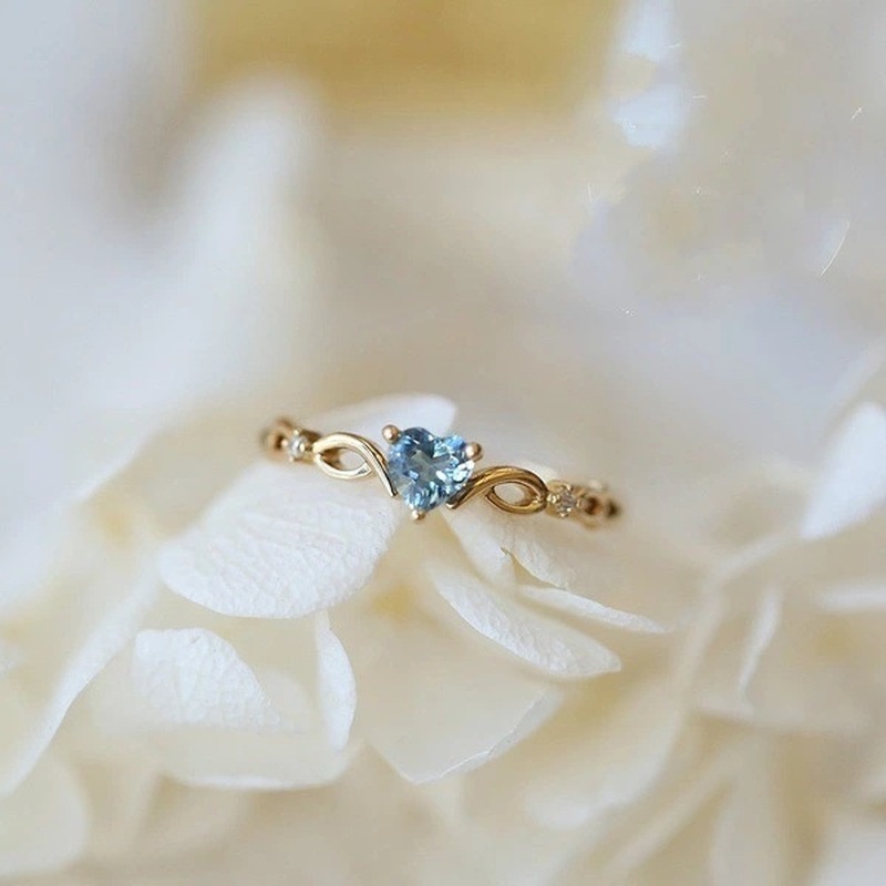 Nhẫn Hình Trái Tim Rỗng Màu Xanh Dương Cho Nữ
