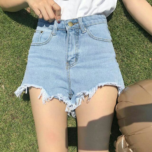 Hàng Sẵn_ Quần short jeans rách quàn denim ngán lưng cao pơhong cách Hàn