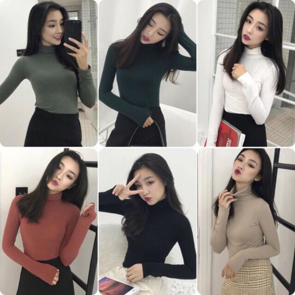 Áo giữ nhiệt nữ,áo thun dài tay nữ cao cổ chất thun mềm mịn co giãn tốt chuẩn hàng loại 1 dày dặn - Ceza