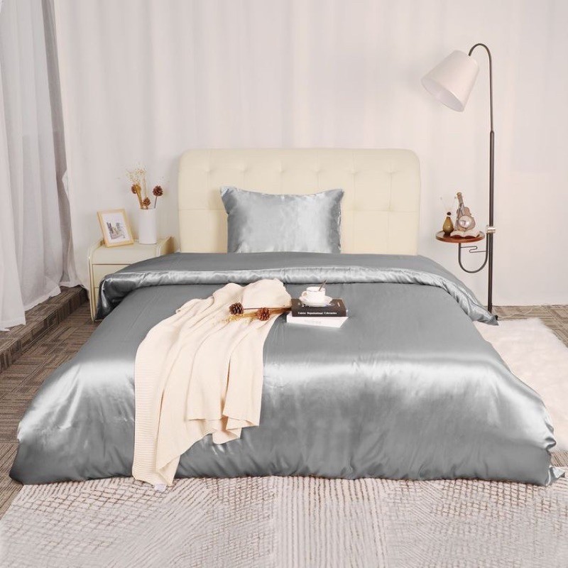 [1M8 x 2M x 40cm] Bộ drap giường 5 món phi lụa cao cấp siêu mịn siêu êm đủ màu PURR.BEDDING