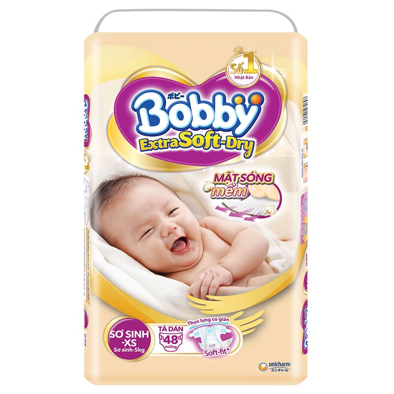 Bỉm/Tã Dán Bobby Vàng Siêu Mềm Extra Soft Dry L30 Cho Bé Từ 8 Đến 12kg ( miếng dùng thử )